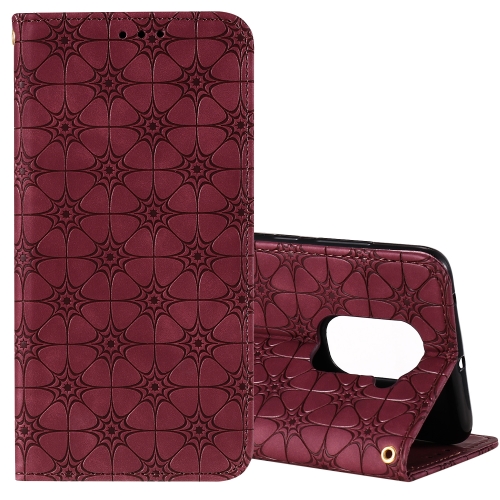 

For Xiaomi Redmi Note 9 / 10X Lucky Flowers Embossing Pattern Magnetic Horizontal Flip Leather Case with Holder & Card Slots(Wine Red)