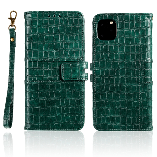 

For iPhone 11 Pro Max Regular Crocodile Texture Horizontal Flip Leather Case with Holder & Card Slots & Wallet & Photo Frame & Lanyard(Green)