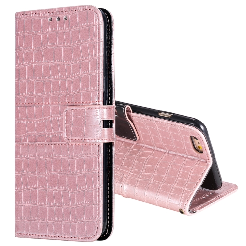 

For iPhone SE 2020 / 8 / 7 Regular Crocodile Texture Horizontal Flip Leather Case with Holder & Card Slots & Wallet & Photo Frame & Lanyard(Rose Gold)