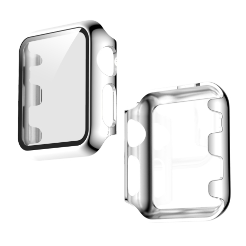 

For Apple Watch Series 3 & 2 & 1 38mm Full Coverage Plating Glass Case(Silver)