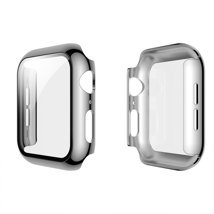

For Apple Watch Series 5 & 4 44mm Electroplated PC Case + Tempered Film Integrated Protective Cover(Silver)