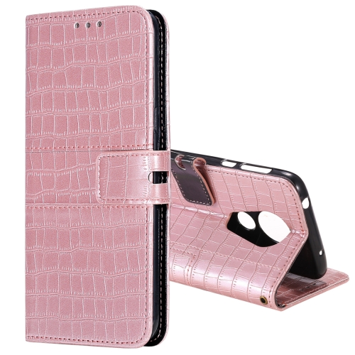 

For Motorola Moto G7 Power Regular Crocodile Texture Horizontal Flip Leather Case with Holder & Card Slots & Wallet & Photo Frame & Lanyard(Rose Gold)