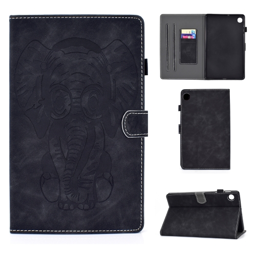 

For Huawei MatePad T8 8.0 (2020) Embossed Elephant Pattern Horizontal Flip PU Leather Case with Holder & Card Slots(Black)