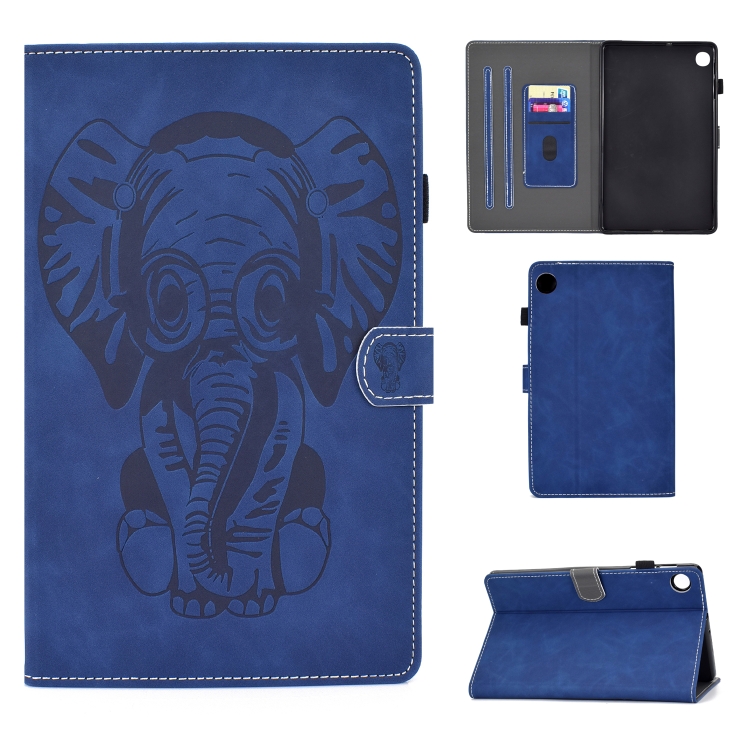 

For Lenovo Tab M10 Plus Embossed Elephant Pattern Horizontal Flip PU Leather Case with Holder & Card Slots & Sleep / Wake-up Function(Blue)
