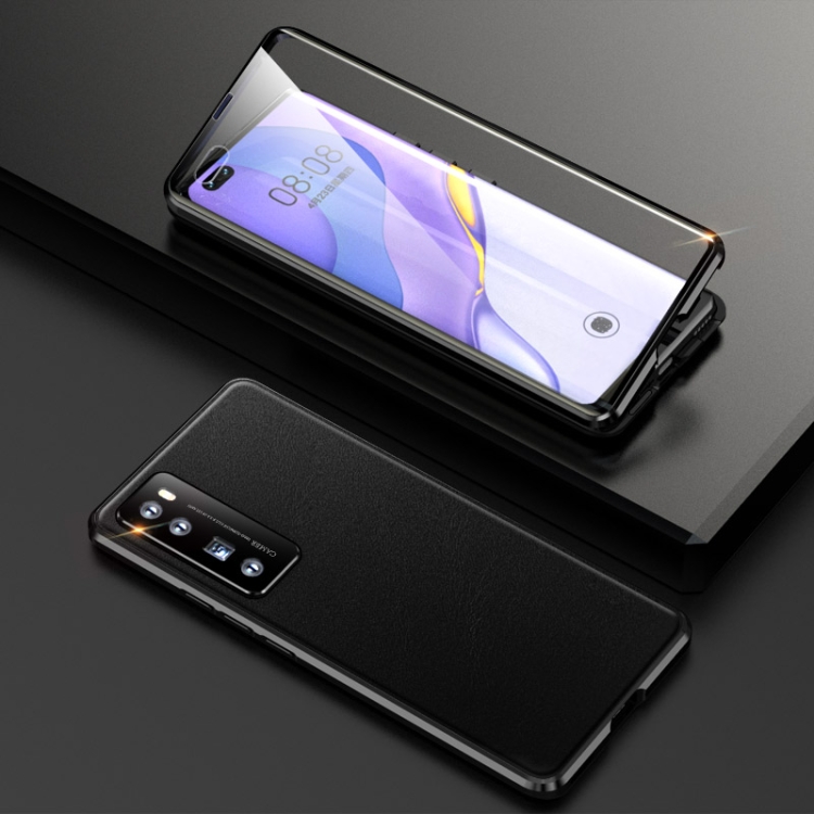 

For Huawei nova 7 Pro 5G Shockproof Magnetic Attraction Leather Backboard + Tempered Glass Protective Case with Camera Lens Protector Cover(Black)