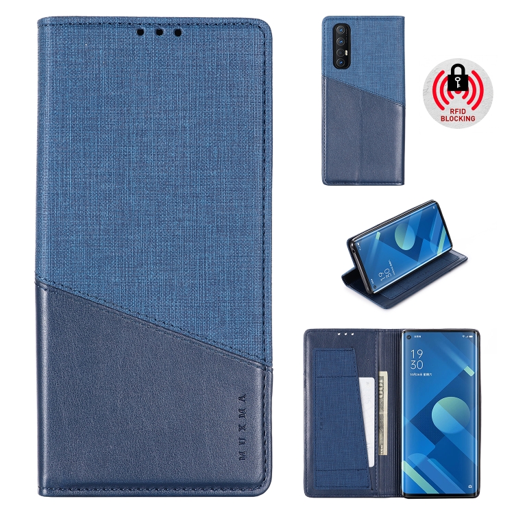 

For OPPO Reno 3 Pro MUXMA MX109 Horizontal Flip Leather Case with Holder & Card Slot & Wallet(Blue)