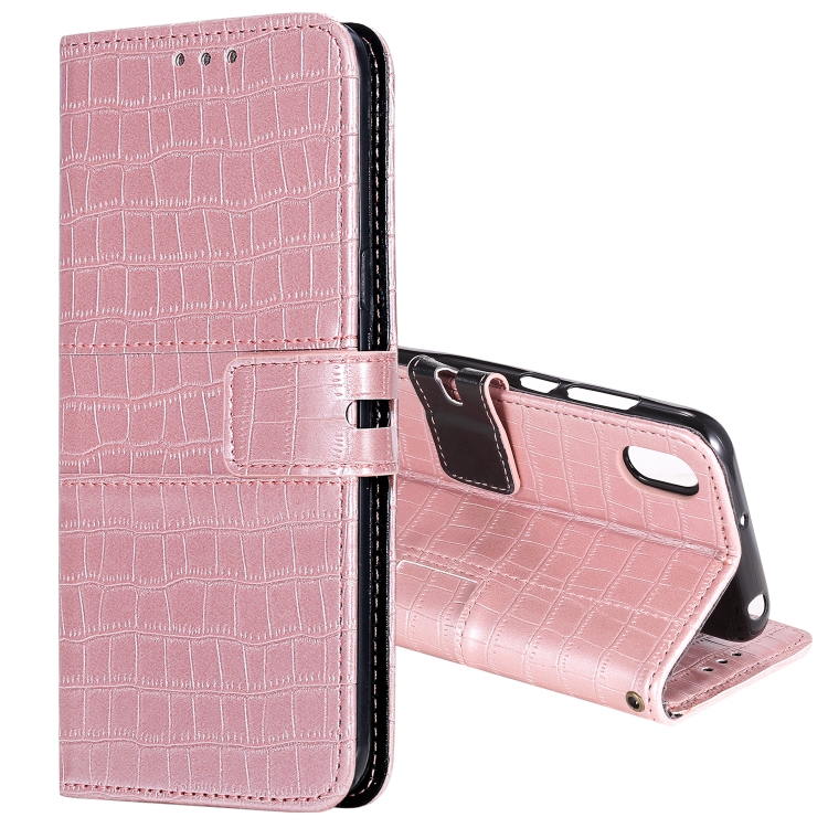 

For Huawei Y5 (2019) Regular Crocodile Texture Horizontal Flip Leather Case with Holder & Card Slots & Wallet & Photo Frame & Lanyard(Rose Gold)