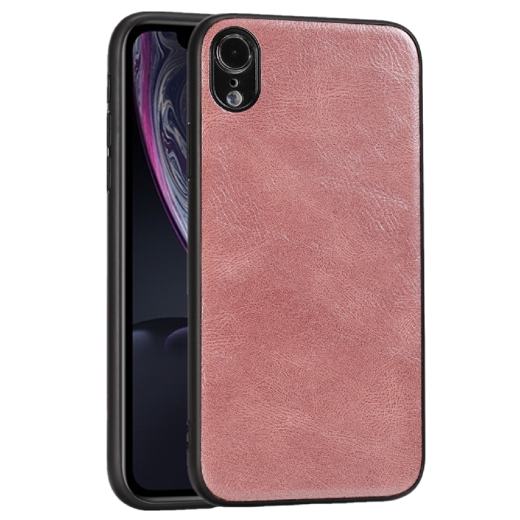 

For iPhone XR Crazy Horse Textured Calfskin PU+PC+TPU Case(Rose Gold)
