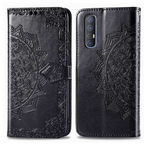 

For OPPO Find X2 Neo Embossed Mandala Pattern TPU + PU Horizontal Flip Leather Case with Holder & Three Card Slots & Wallet(Black)