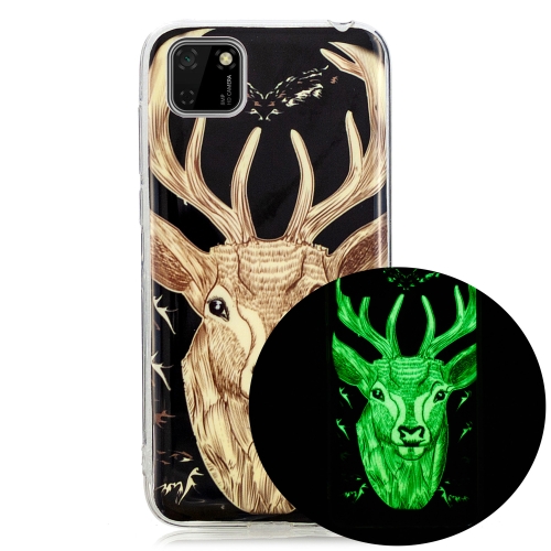 

For Huawei Y5p Luminous TPU Mobile Phone Protective Case(Deer Head)