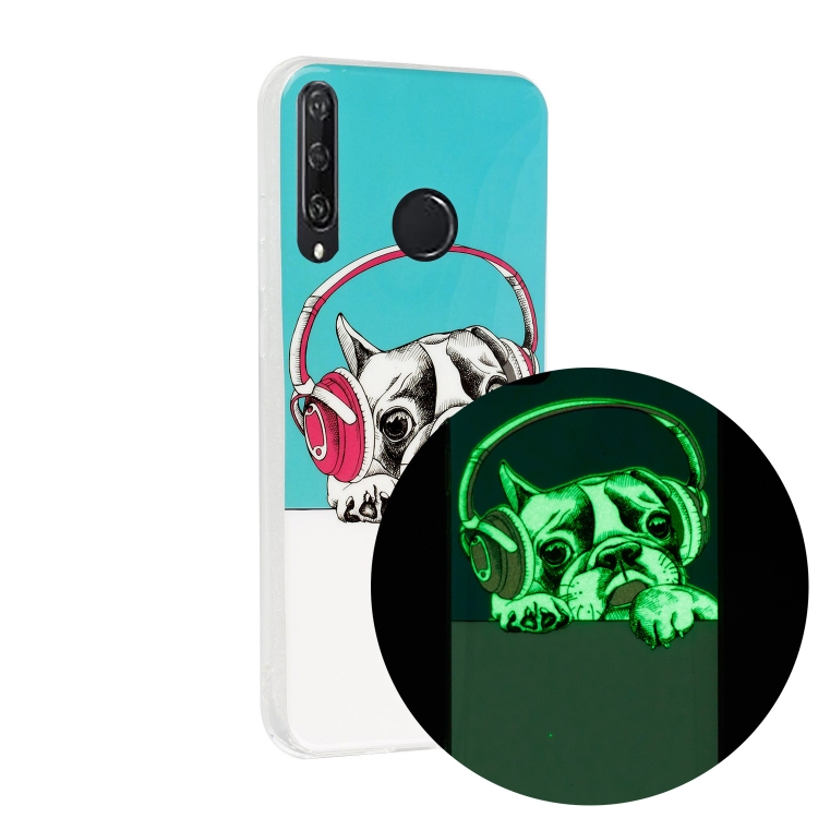 

For Huawei Y6p Luminous TPU Mobile Phone Protective Case(Headset Dog)