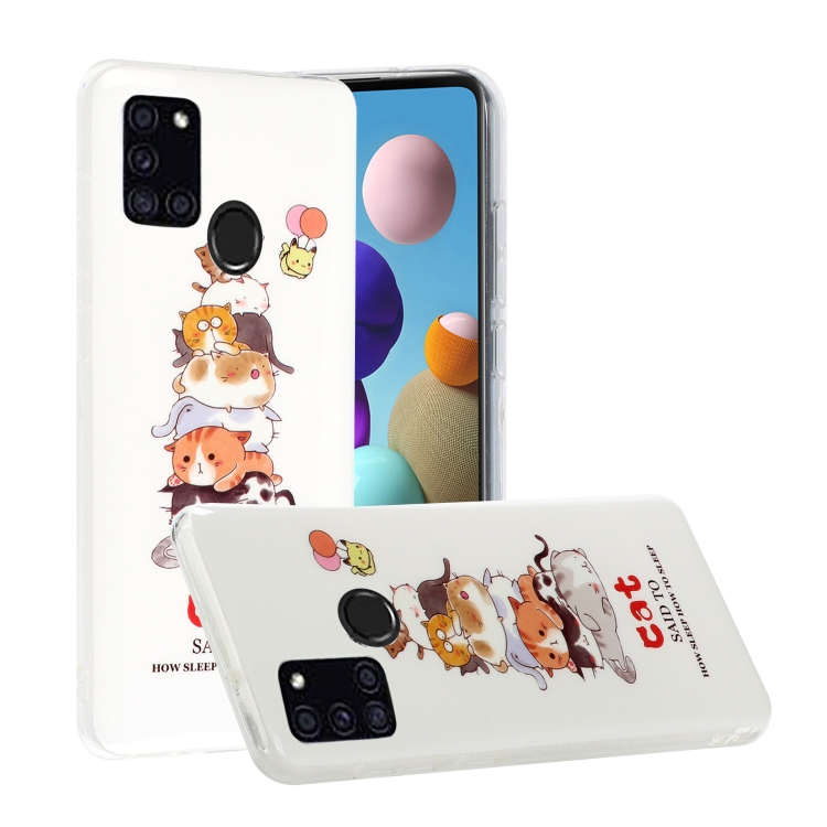 

For Samsung Galaxy A21s Luminous TPU Soft Protective Case(Cats)
