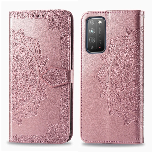 

For Huawei Honor X10 5G Embossed Mandala Pattern TPU + PU Horizontal Flip Leather Case with Holder & Card Slots & Wallet(Rose Gold)