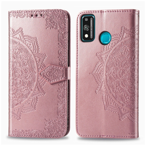 

For Huawei Honor 9X Lite Embossed Mandala Pattern TPU + PU Horizontal Flip Leather Case with Holder & Card Slots & Wallet(Rose Gold)