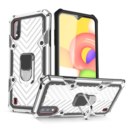 

For Samsung Galaxy A01 Cool Armor PC + TPU Shockproof Case with 360 Degree Rotation Ring Holder(Silver)