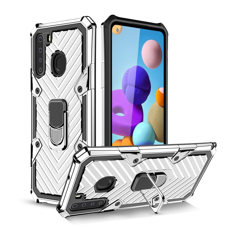 

For Samsung Galaxy A21 Cool Armor PC + TPU Shockproof Case with 360 Degree Rotation Ring Holder(Silver)