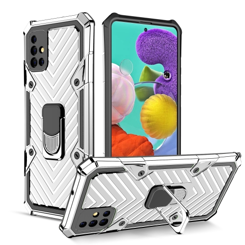 

For Samsung Galaxy A51 Cool Armor PC + TPU Shockproof Case with 360 Degree Rotation Ring Holder(Silver)