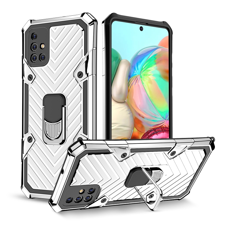 

For Samsung Galaxy A71 Cool Armor PC + TPU Shockproof Case with 360 Degree Rotation Ring Holder(Silver)