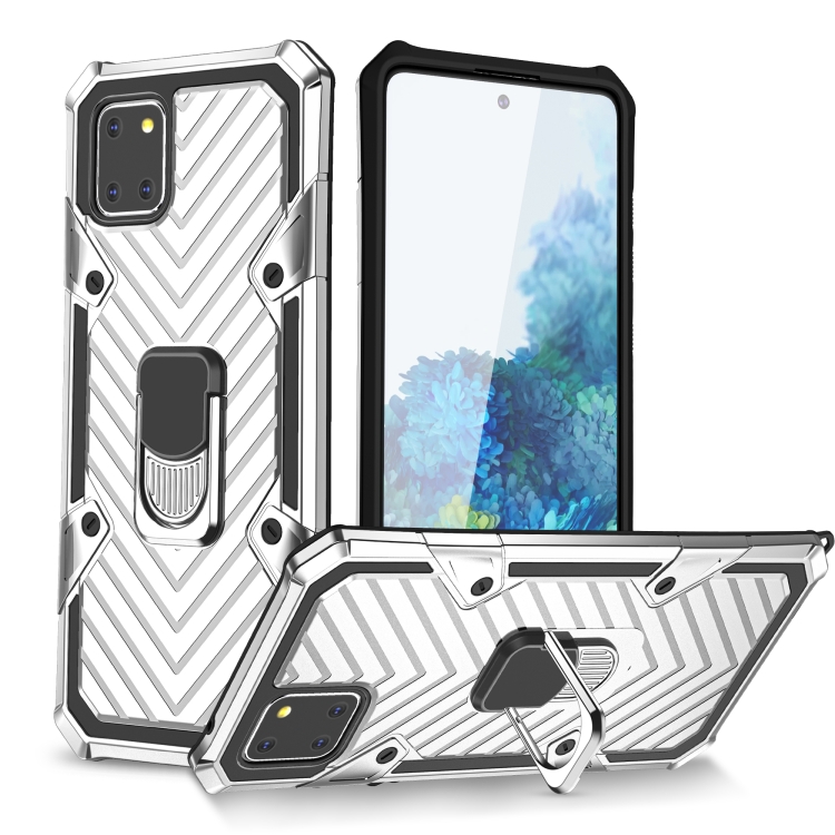 

For Samsung Galaxy A81 Cool Armor PC + TPU Shockproof Case with 360 Degree Rotation Ring Holder(Silver)