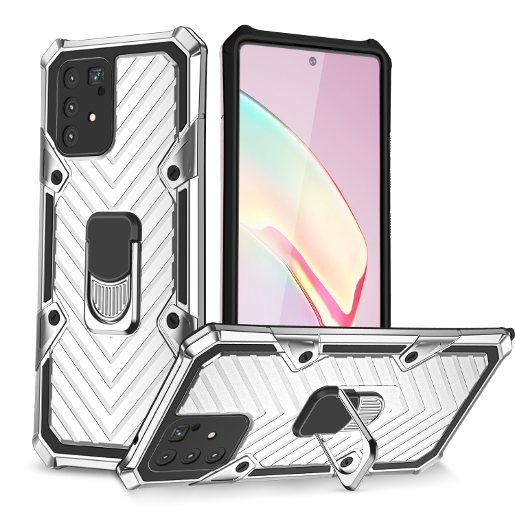 

For Samsung Galaxy A91 Cool Armor PC + TPU Shockproof Case with 360 Degree Rotation Ring Holder(Silver)