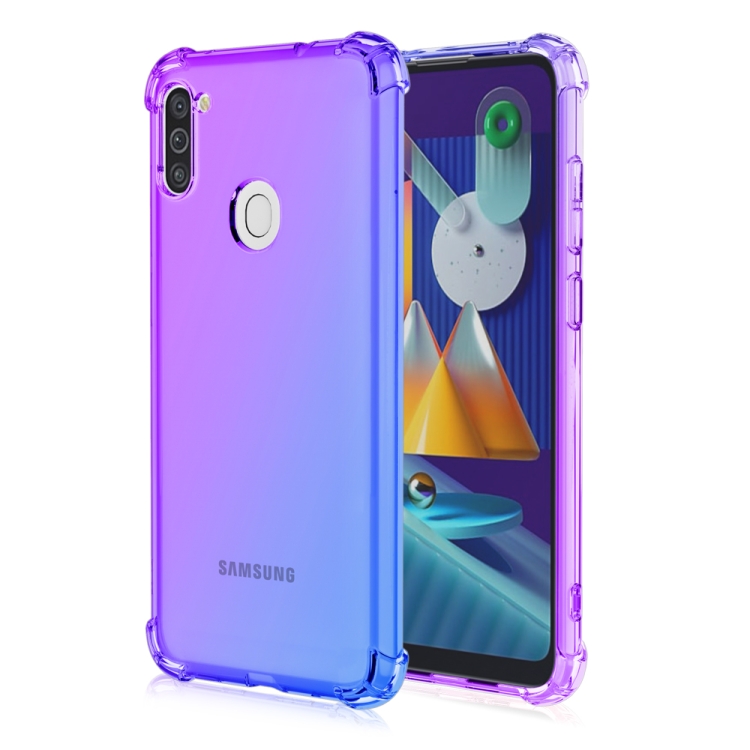 

For Samsung Galaxy M11 Four-Corner Airbag Shockproof Gradient Color TPU Protective Case(Purple Blue)