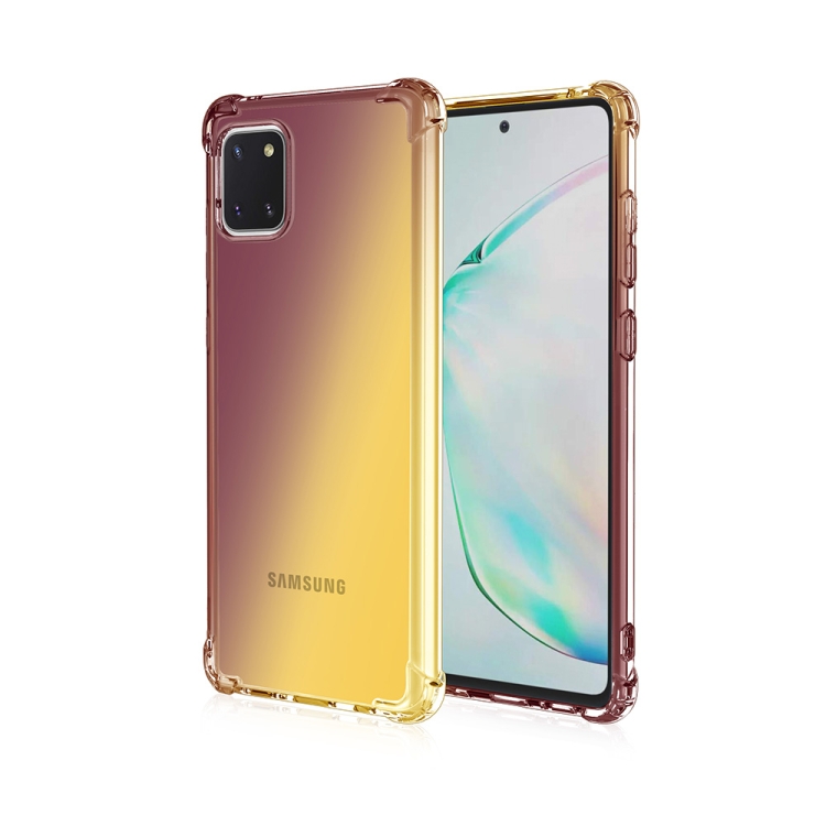 

For Samsung Galaxy Note 10 Lite & A81 Four-Corner Airbag Shockproof Gradient Color TPU Protective Case(Black Gold)