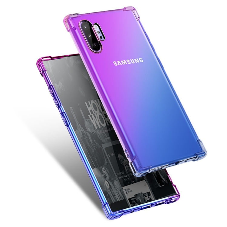

For Samsung Galaxy Note 10+ Four-Corner Airbag Shockproof Gradient Color TPU Protective Case(Purple Blue)