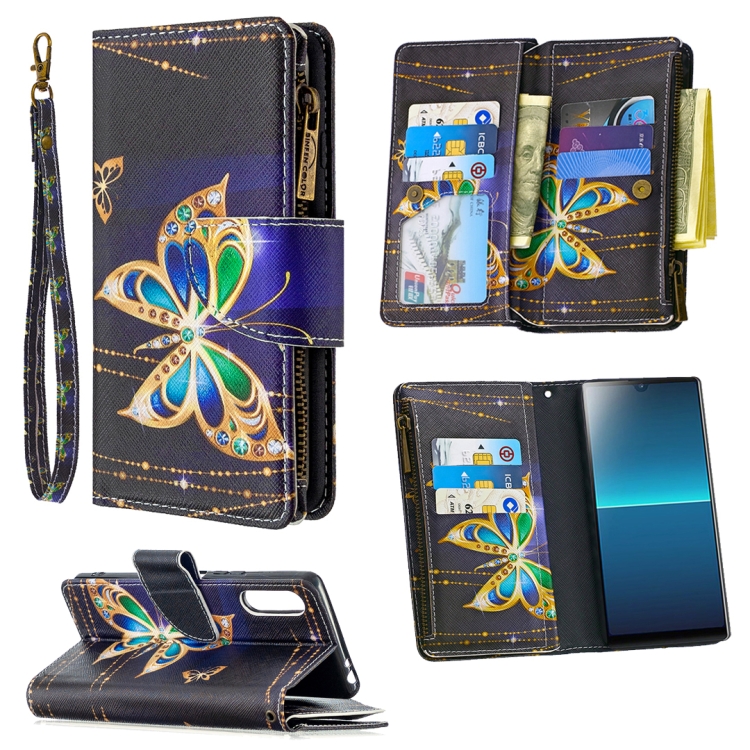 

For Sony Xperia L4 Colored Drawing Pattern Zipper Horizontal Flip Leather Case with Holder & Card Slots & Wallet(Big Butterfly)