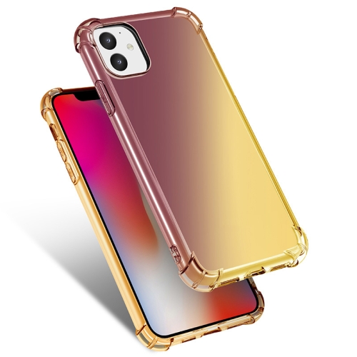 

For iPhone 11 Four-Corner Airbag Shockproof Gradient Color Clear TPU Case(Black / Gold)