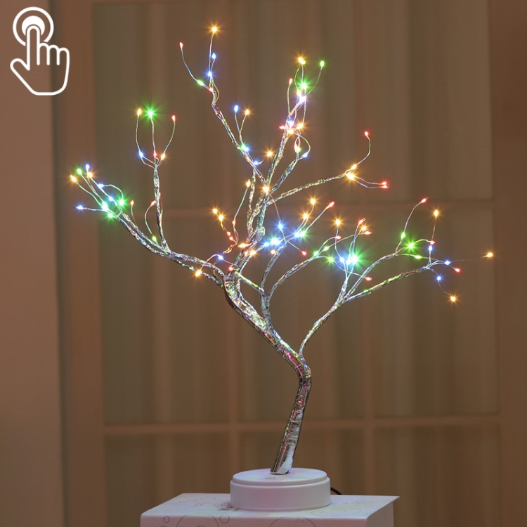 

108 LEDs Copper Wire Tree Table Lamp Creative Decoration Touch Control Night Light (Colorful Light)