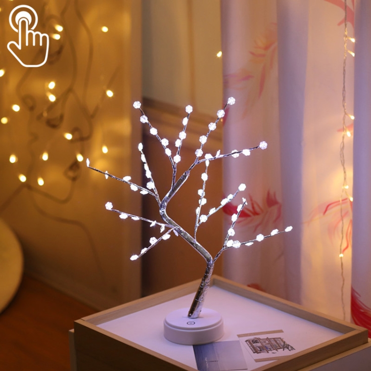 

LED Snowflake Tree Copper Wire Table Lamp Creative Decoration Touch Control Night Light (White Light)
