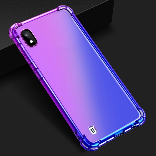 

For Samsung Galaxy A10 Four-Corner Airbag Shockproof Gradient Color Clear TPU Case(Purple Blue)