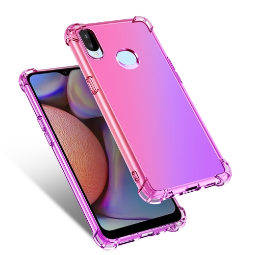 

For Samsung Galaxy A10s Four-Corner Airbag Shockproof Gradient Color Clear TPU Case(Pink Purple)