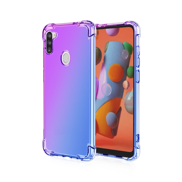 

For Samsung Galaxy A11(European Version) Four-Corner Airbag Shockproof Gradient Color Clear TPU Case(Purple Blue)