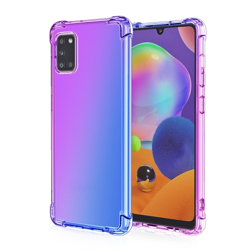 

For Samsung Galaxy A31 Four-Corner Airbag Shockproof Gradient Color Clear TPU Case(Purple Blue)