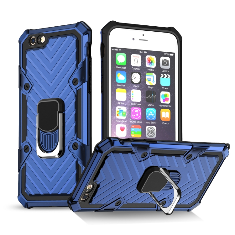 

For iPhone 6s Plus / 6 Plus Cool Armor PC+TPU Shockproof Case with 360 Degree Rotation Ring Holder(Blue)