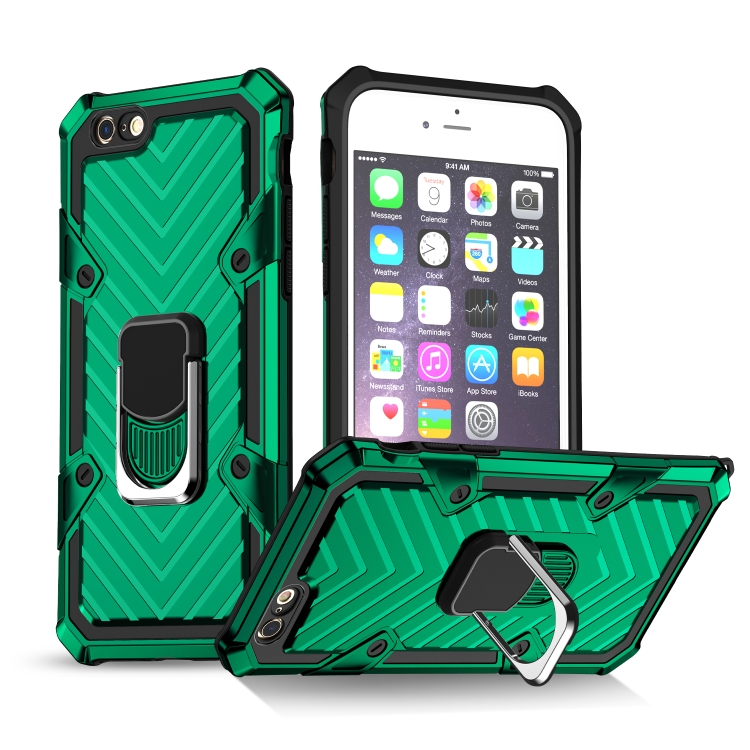 

For iPhone 6s Plus / 6 Plus Cool Armor PC+TPU Shockproof Case with 360 Degree Rotation Ring Holder(Dark Green)
