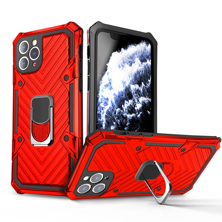 

For iPhone 11 Pro Cool Armor PC+TPU Shockproof Case with 360 Degree Rotation Ring Holder(Red)