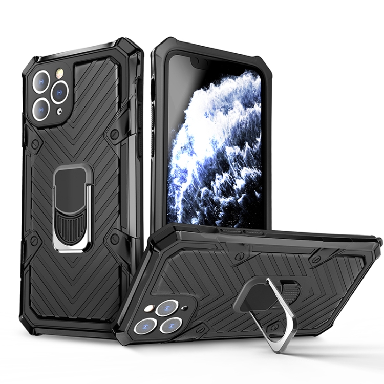 

For iPhone 11 Pro Max Cool Armor PC+TPU Shockproof Case with 360 Degree Rotation Ring Holder(Black)