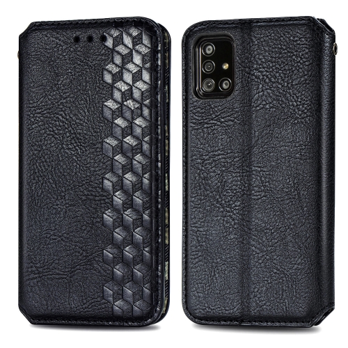 

For Samsung Galaxy A71 5G Cubic Grid Pressed Horizontal Flip Magnetic Leather Case with Holder & Card Slots & Wallet(Black)