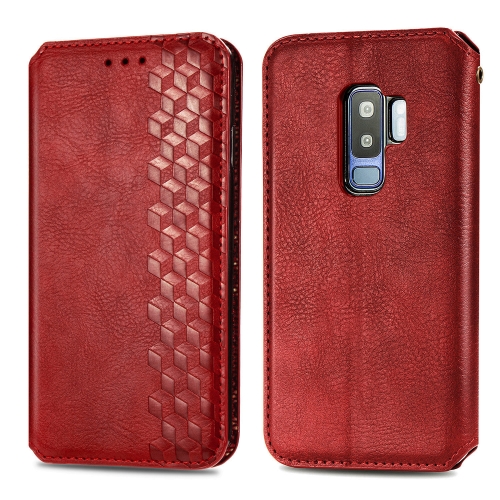 

For Samsung Galaxy S9 Plus Cubic Grid Pressed Horizontal Flip Magnetic Leather Case with Holder & Card Slots & Wallet(Red)