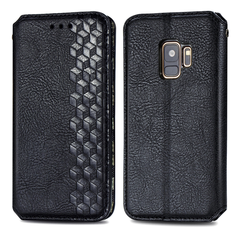 

For Samsung Galaxy S9 Cubic Grid Pressed Horizontal Flip Magnetic Leather Case with Holder & Card Slots & Wallet(Black)