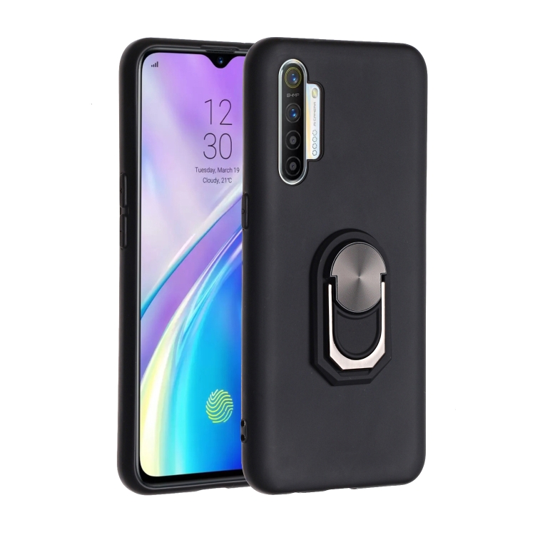 

For OPPO Realme XT PC + TPU Shockproof Protective Case with Ring Holder(Black)