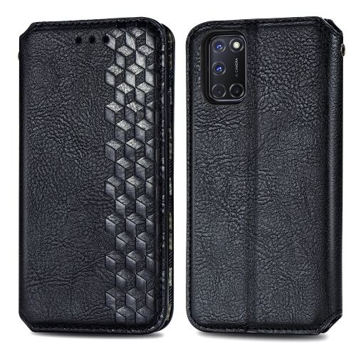 

For OPPO A52 / A72 / A92 Cubic Grid Pressed Horizontal Flip Magnetic Leather Case with Holder & Card Slots & Wallet(Black)