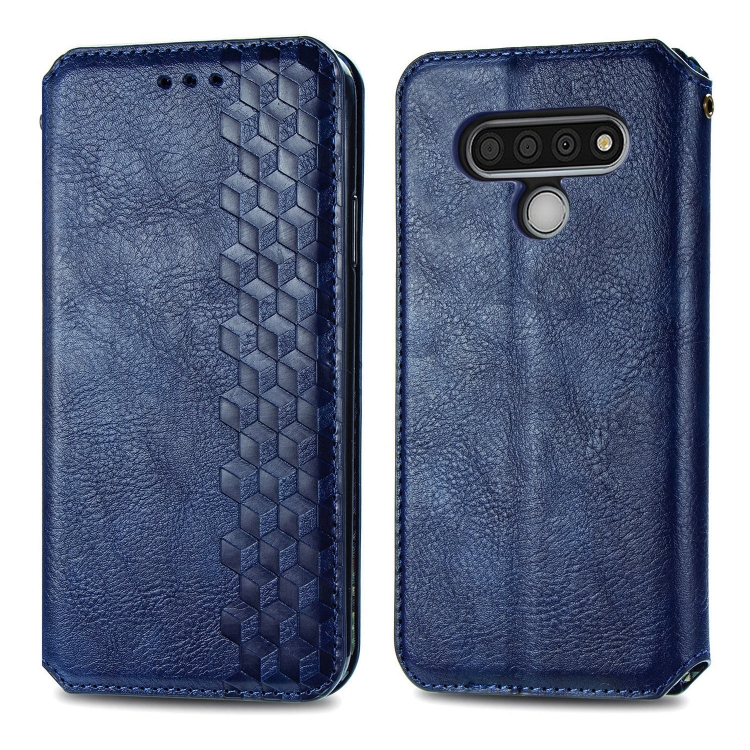 

For LG Stylo 6 Cubic Grid Pressed Horizontal Flip Magnetic Leather Case with Holder & Card Slots & Wallet(Blue)