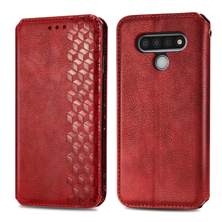 

For LG Stylo 6 Cubic Grid Pressed Horizontal Flip Magnetic Leather Case with Holder & Card Slots & Wallet(Red)