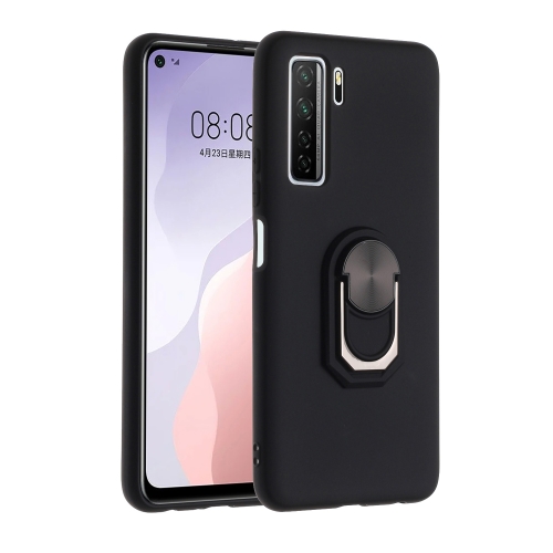 

For Huawei nova 7 SE / P40 lite 5G Black Armor PC + TPU Shockproof Protective Case with Ring Holder(Black)