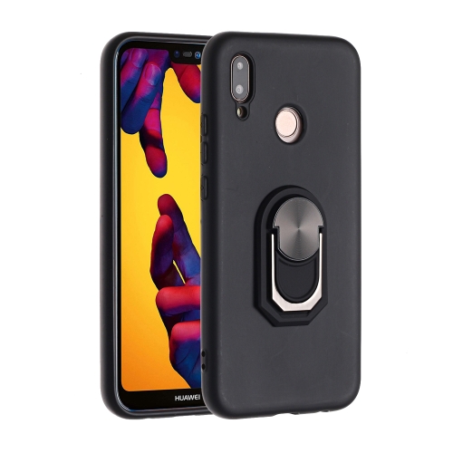 

For Huawei P20 lite / Nova 3e Black Armor PC + TPU Shockproof Protective Case with Ring Holder(Black)