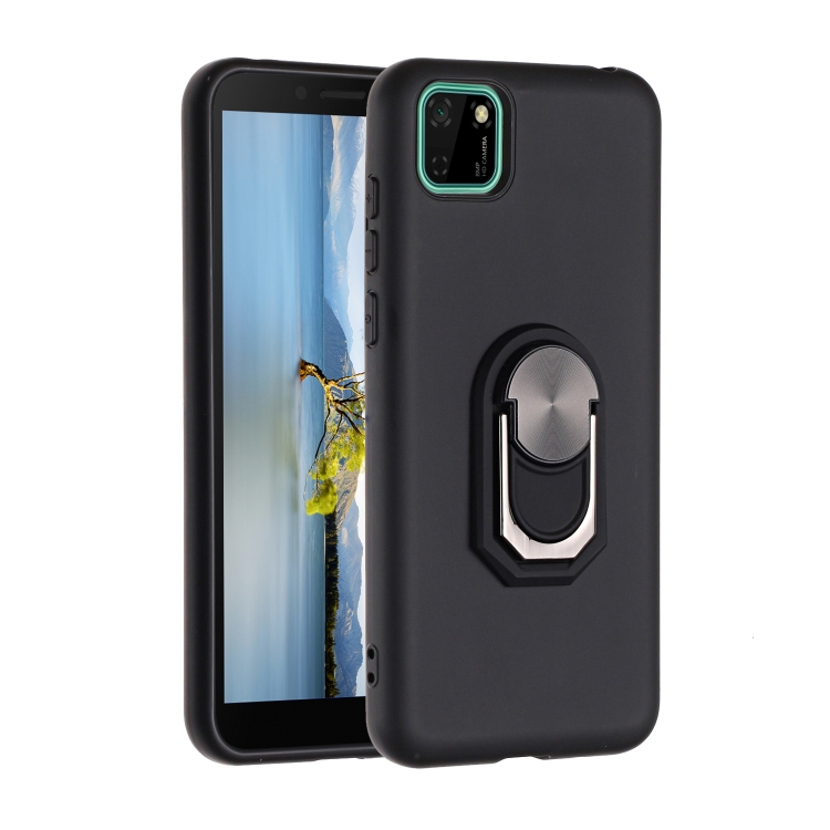 

For Huawei Y5p / Honor 9S Black Armor PC + TPU Shockproof Protective Case with Ring Holder(Black)