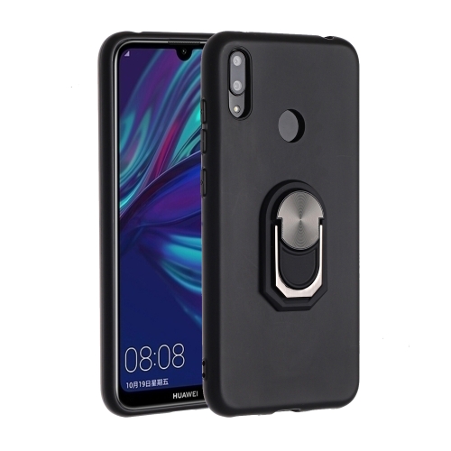 

For Huawei Y7 (2019) / Y7 Prime (2019) Black Armor PC + TPU Shockproof Protective Case with Ring Holder(Black)